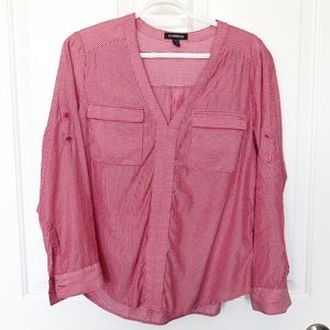 Red striped blouse || Express